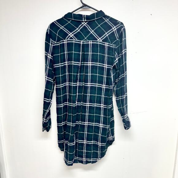 RAILS Bianca Green Navy Blue Plaid Button Front Shift Shirt Dress Size S - Picture 4 of 4